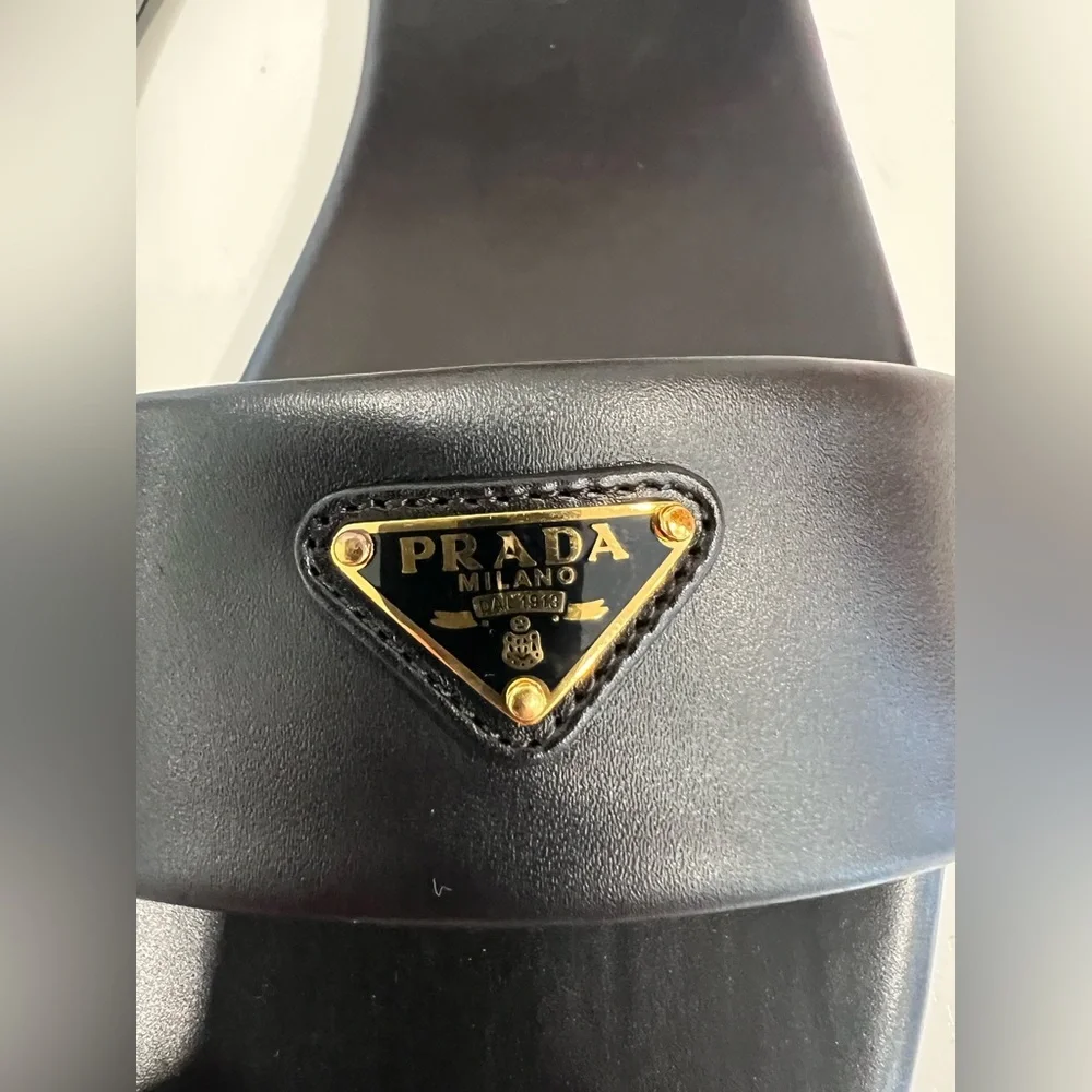 Prada Triangle Logo Slide Sandal - Picture 3 of 8